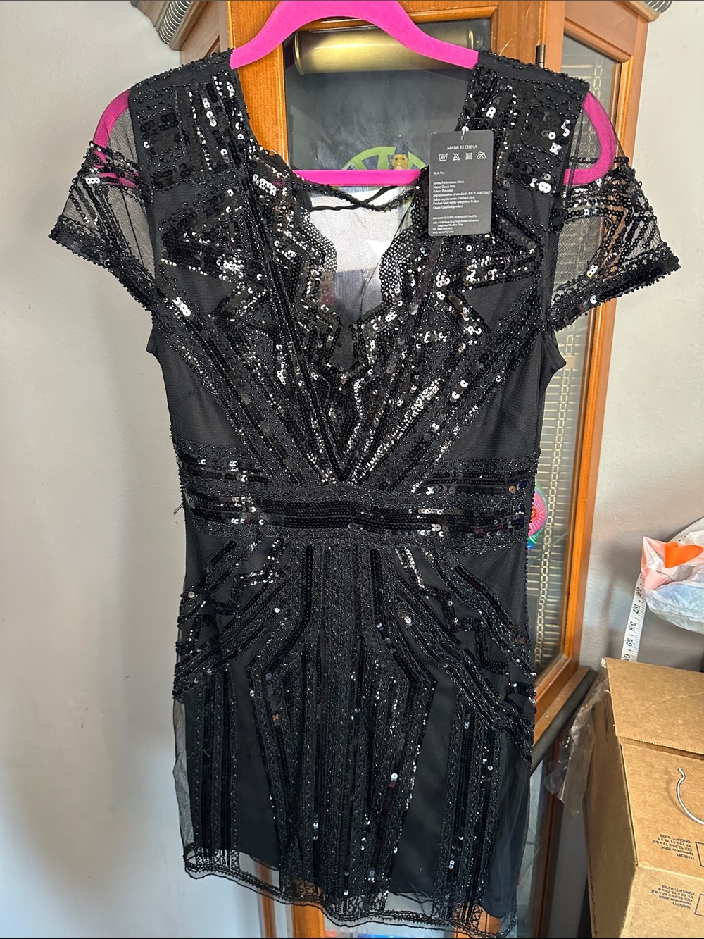 Black Sequin Short Dress - Elegant Party Dress